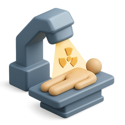 3D Icon of a Medical X-ray Machine with Patient