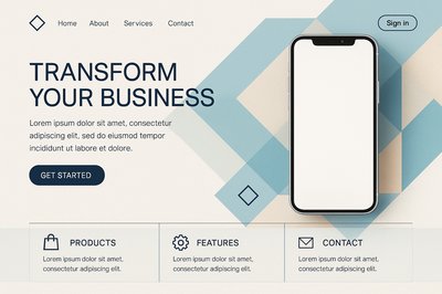 Modern Landing Page with Geometric Design
