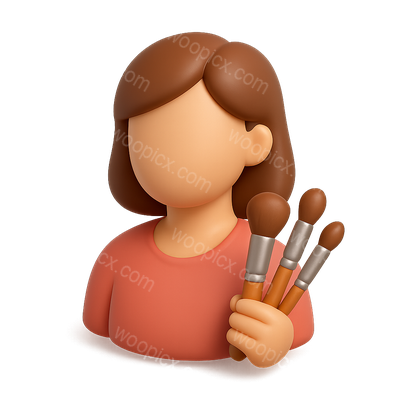 3D Icon of a Makeup Artist Holding Brushes