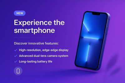 Stylish Smartphone Illustration with Features Overview