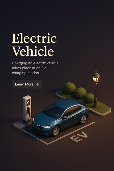 Realistic 3D Scene of an Electric Vehicle Charging Station