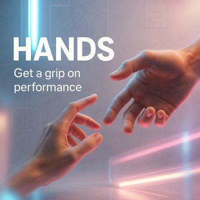 Dynamic Visual of Hands Reaching with Futuristic Elements