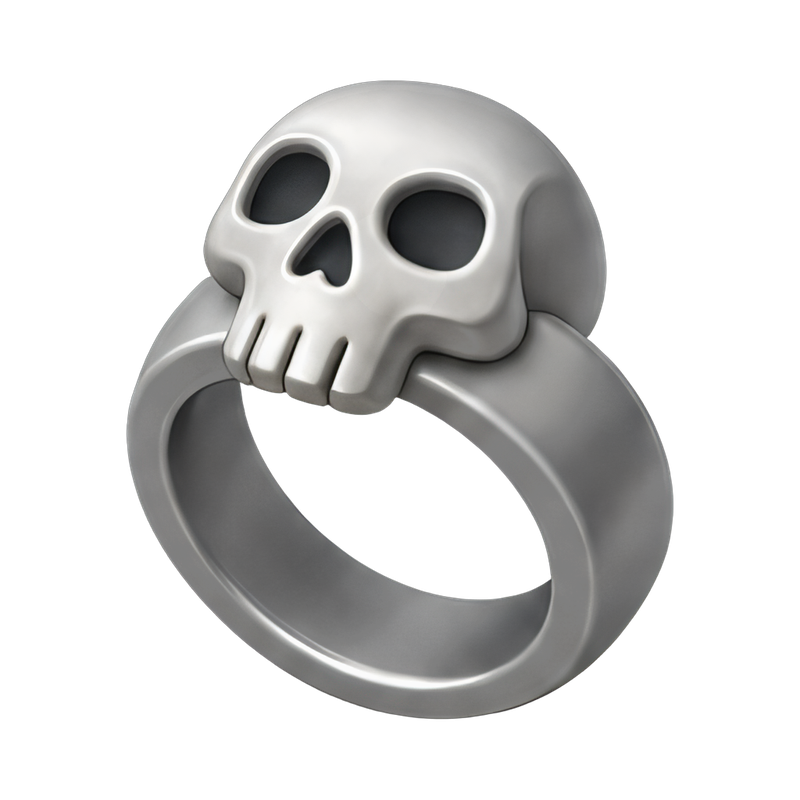 silver skull ring design