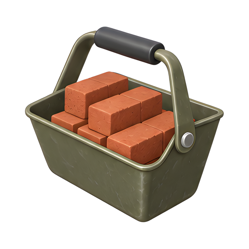 Bricklayer's hod filled with bricks