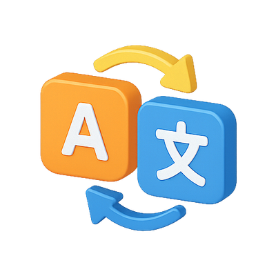 Colorful Language Translation Icon with Arrows