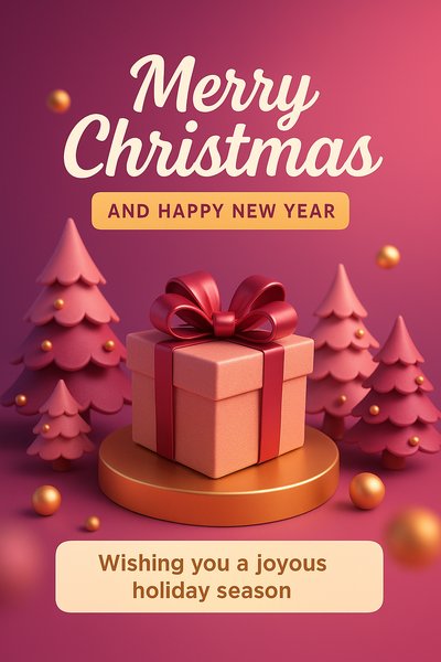 Festive Holiday Greeting Card with 3D Elements
