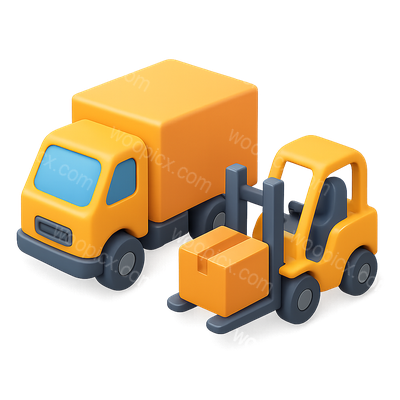 3D Icon of Truck and Forklift with Isometric Design