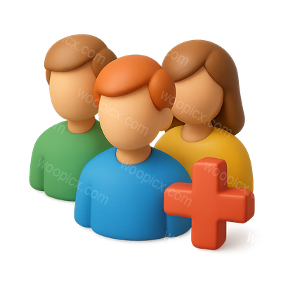 3D Icon of Three People with a Cross Icon