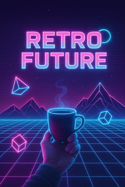 Cozy Retro-Futuristic Autumn Scene with Coffee