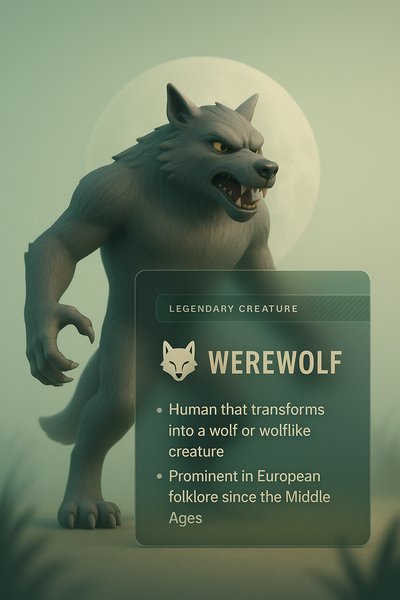 3D Illustration of a Werewolf with Integrated Design Elements