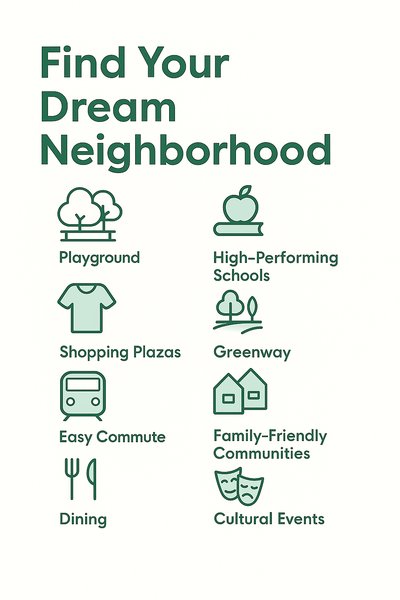 Neighborhood Features Infographic with Icons