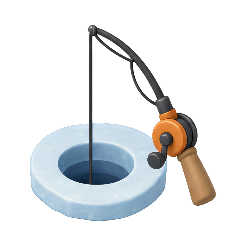 Ice fishing setup with rod