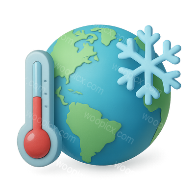 Climate Change Illustration with Thermometer and Earth