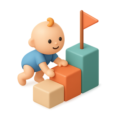3D Developmental Milestone Icon for Child Growth