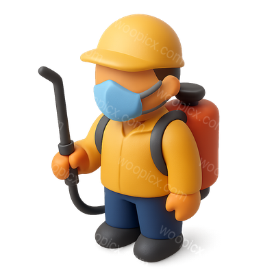 3D Exterminator Icon with Equipment on Transparent Background