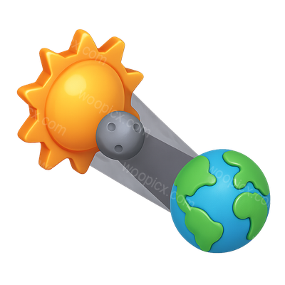 3D Solar Eclipse Icon with Earth and Sun Representation