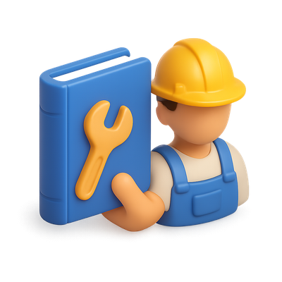 3D Apprenticeship Icon Depicting a Worker with Tools