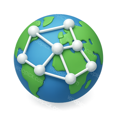 3D Globe with Connected Nodes in Isometric View