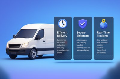3D Illustration of Delivery Van with Features Display