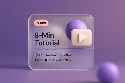 3D Web Design Tutorial Card Illustration