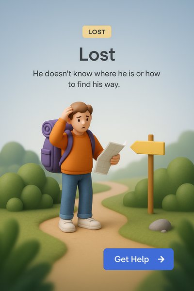 Lost in the Woods: 3D Illustration of a Lost Traveler
