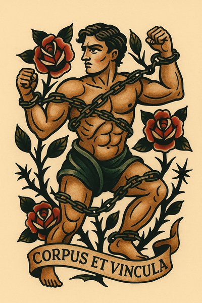 Classic Tattoo Design Featuring a Muscular Figure