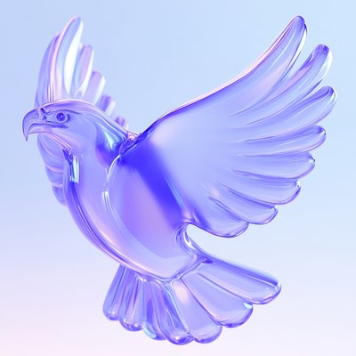 Stylized Glass-like Purple Hawk Sculpture