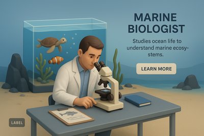 Detailed 3D Illustration of a Marine Biologist at Work