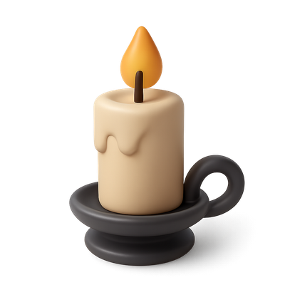 Stylized 3D Candle Icon with Volumetric Design