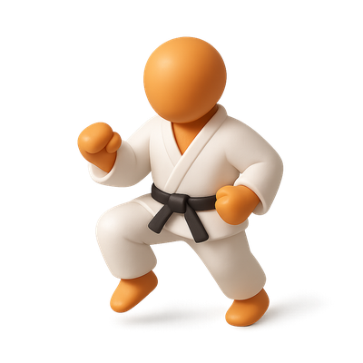 Stylized 3D Martial Arts Icon in Action Pose