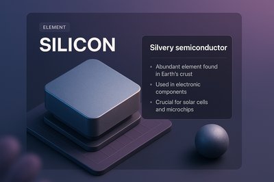 3D Illustration of Silicon Element with Informative Blocks