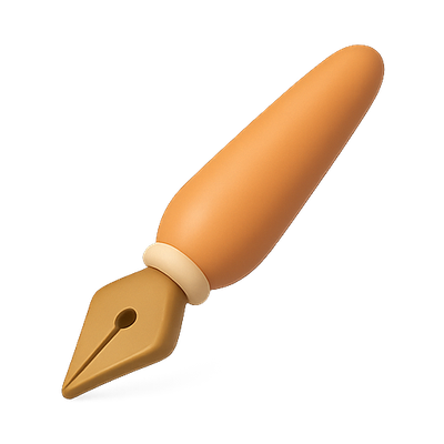 3D Illustration of a Fountain Pen Nib Design