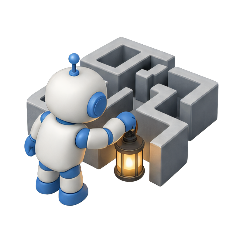 robot exploring a maze
