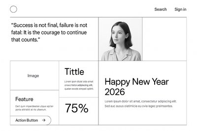Elegant Neon-Themed Landing Page Design for New Year 2026