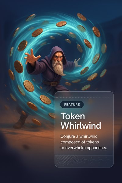 Magical Token Whirlwind Illustration for Web Design