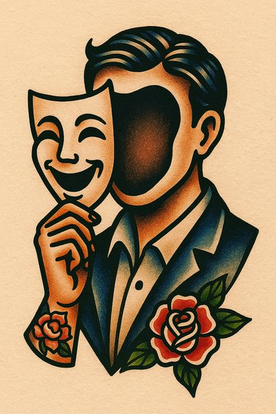 Man Holding a Smile Mask with Emptiness Behind It