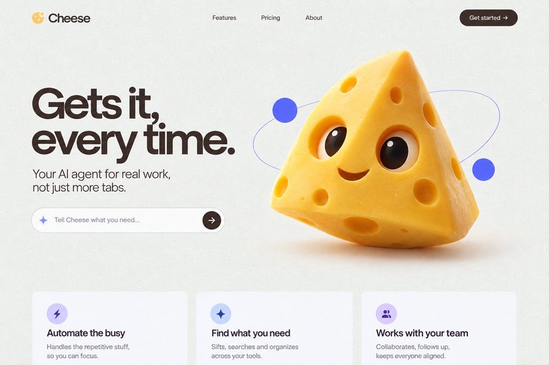 Cheesy AI landing page design
