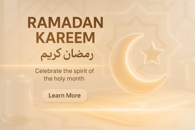 Elegant Ramadan Celebration Graphic with Crescent Moon and Star