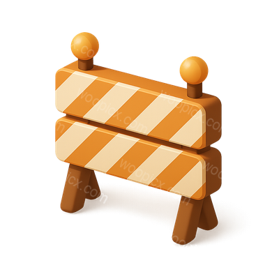 Modern 3D Barrier Fence Icon with Isometric View
