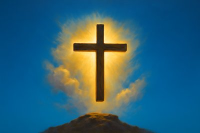 Holy Cross Symbolizing Death and Resurrection Over Golgotha