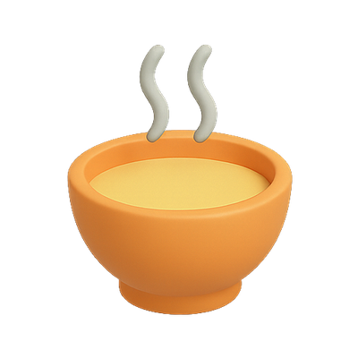 Stylized 3D Bowl of Soup with Steam