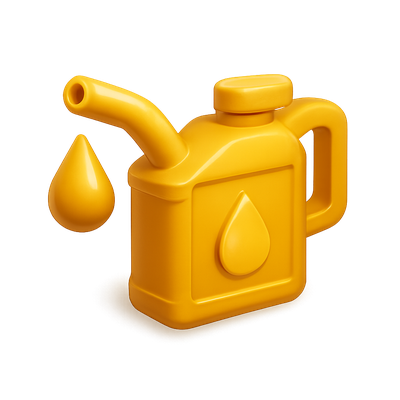 Stylized 3D Oil Can Icon with Drop Design
