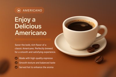 Landing Page Design for Americano Coffee Promotion
