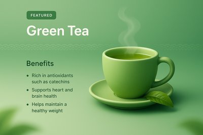 Engaging Green Tea Landing Page Design with 3D Elements