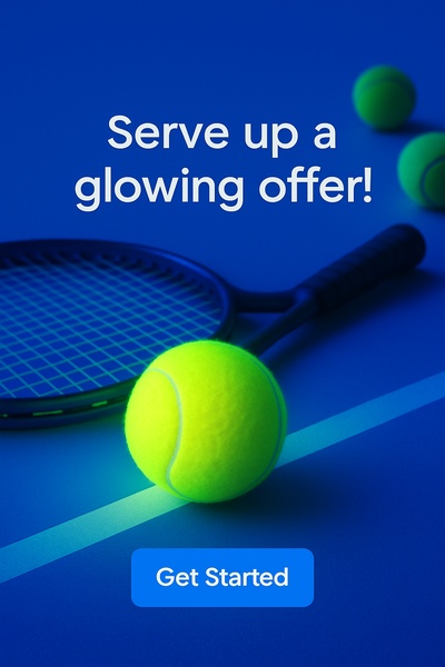 Fluorescent Tennis Scene with Glowing Elements