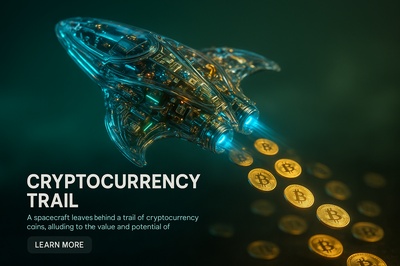 Hyperrealistic Spaceship Leaving Cryptocurrency Trail