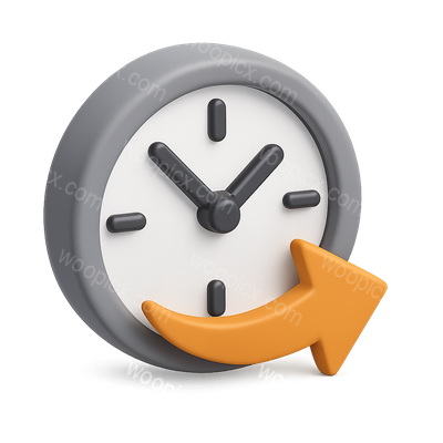 3D Clock Icon with Backward Arrow Symbolizing Time Reversal
