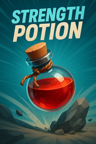 Vibrant Strength Potion Illustration with Dynamic Elements