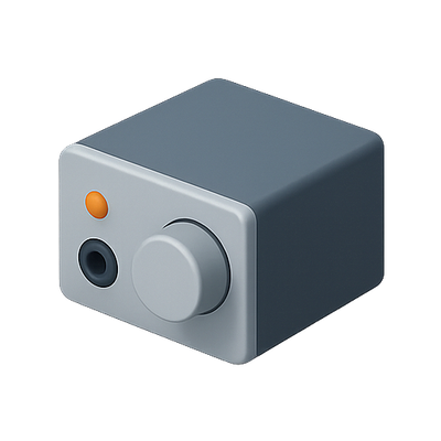 Stylized Gray Control Box with Knob and Ports
