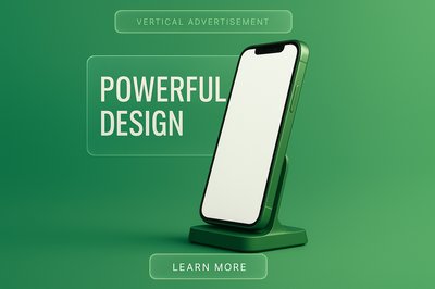 Modern Green Phone Display with Glass Panels